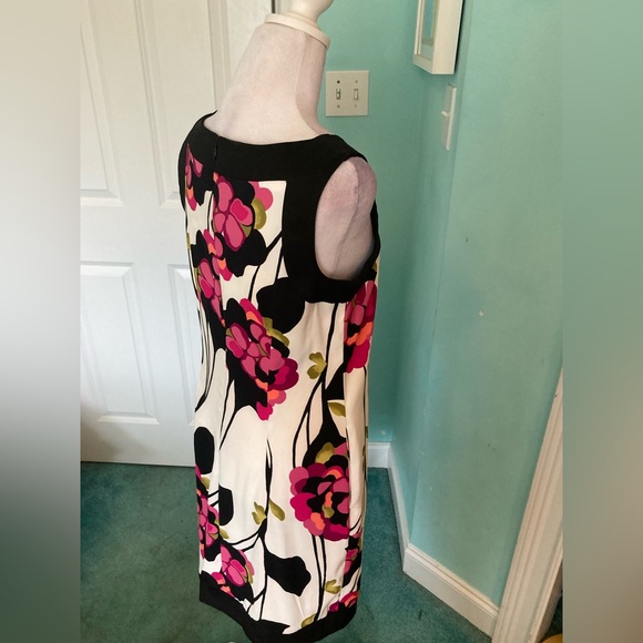 AGB Dress- Floral Sleeveless Dress - Black and Pink - Picture 7 of 16